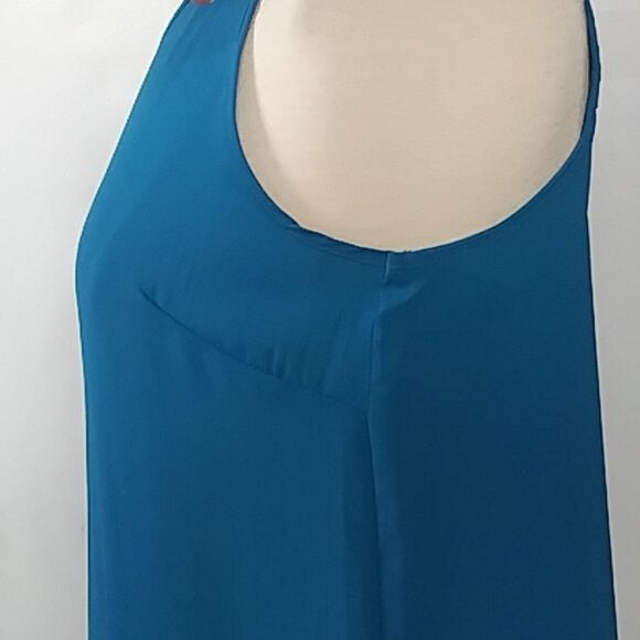 Massini Blue Sleeveless Tunic Style Blouse w/ Pleats New with Tags Size Small - Picture 9 of 12